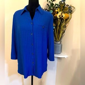 Allison Daley Blue 3/4 Sleeve Button Down  Shirt size 10